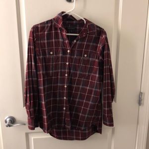 Banana republic oversized maroon plaid shirt